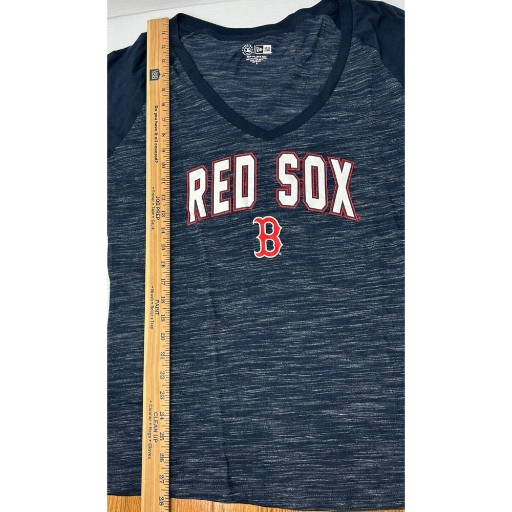 New Era MBL Boston Red Sox Womens V Neck Blue Graphic Tee Size XL - Picture 5 of 7